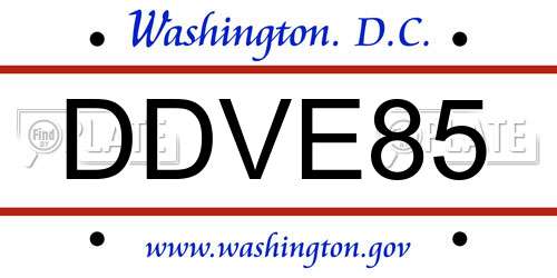 DDVE85 District Of Columbia License Plate