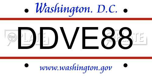 DDVE88 District Of Columbia License Plate