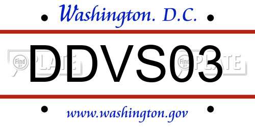 DDVS03 District Of Columbia License Plate