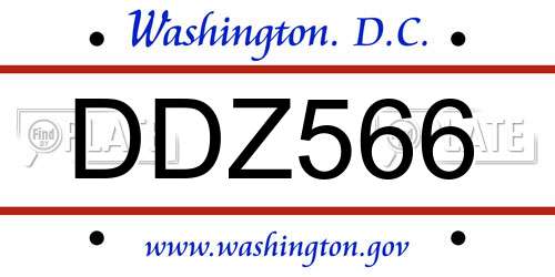 DDZ566 District Of Columbia License Plate