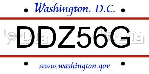 DDZ56G District Of Columbia License Plate