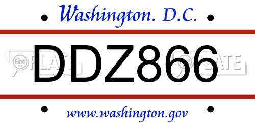 DDZ866 District Of Columbia License Plate