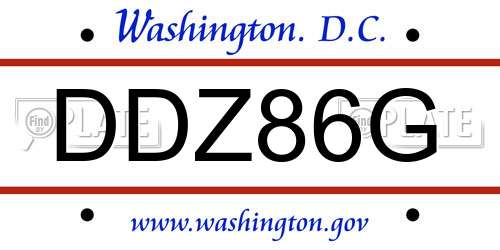DDZ86G District Of Columbia License Plate