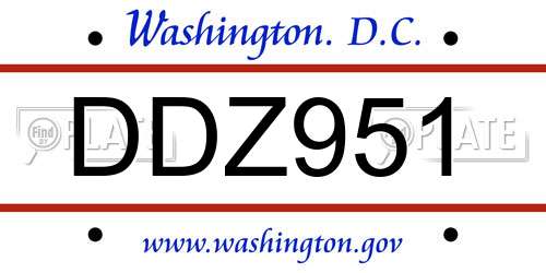 DDZ951 District Of Columbia License Plate