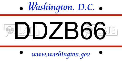 DDZB66 District Of Columbia License Plate
