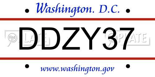 DDZY37 District Of Columbia License Plate