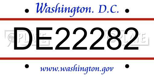 DE22282 District Of Columbia License Plate