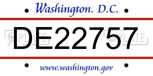 DE22757 District Of Columbia License Plate