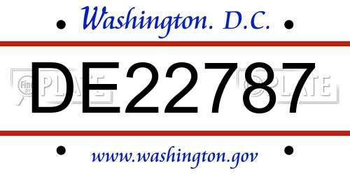 DE22787 District Of Columbia License Plate
