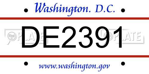 DE2391 District Of Columbia License Plate