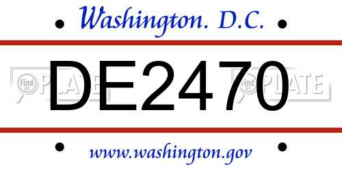 DE2470 District Of Columbia License Plate