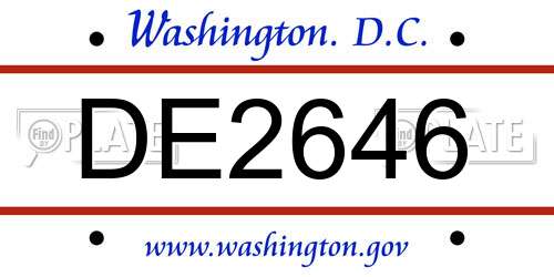 DE2646 District Of Columbia License Plate