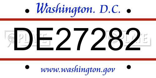 DE27282 District Of Columbia License Plate
