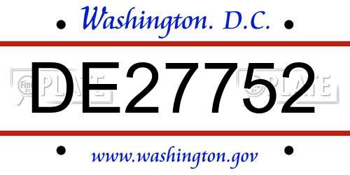DE27752 District Of Columbia License Plate