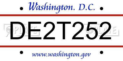 DE2T252 District Of Columbia License Plate