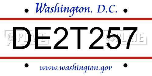 DE2T257 District Of Columbia License Plate