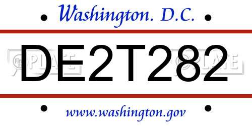 DE2T282 District Of Columbia License Plate