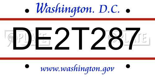 DE2T287 District Of Columbia License Plate