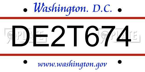 DE2T674 District Of Columbia License Plate
