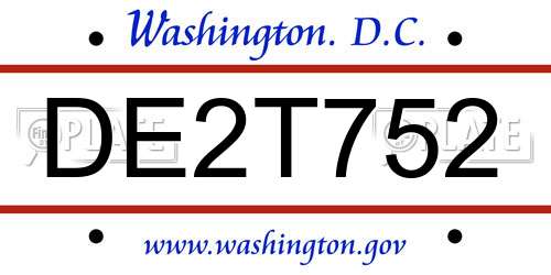 DE2T752 District Of Columbia License Plate