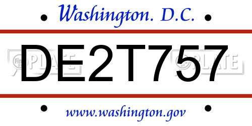 DE2T757 District Of Columbia License Plate