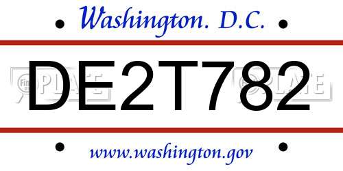 DE2T782 District Of Columbia License Plate
