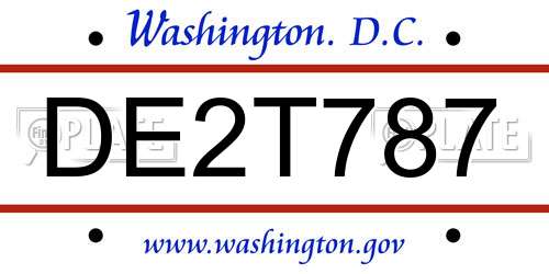DE2T787 District Of Columbia License Plate