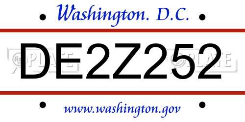 DE2Z252 District Of Columbia License Plate