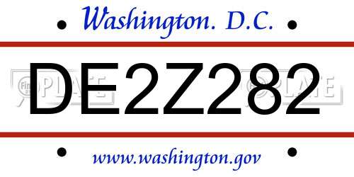 DE2Z282 District Of Columbia License Plate