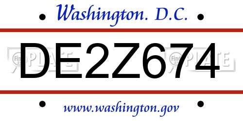 DE2Z674 District Of Columbia License Plate