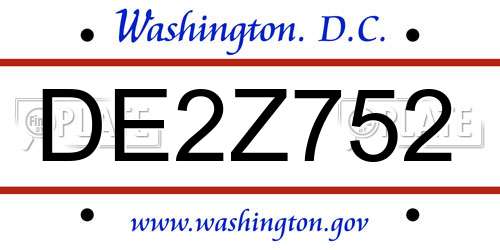 DE2Z752 District Of Columbia License Plate