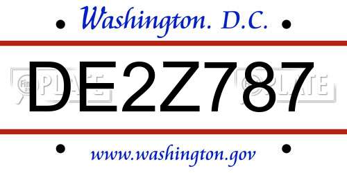 DE2Z787 District Of Columbia License Plate