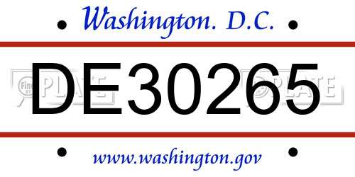 DE30265 District Of Columbia License Plate