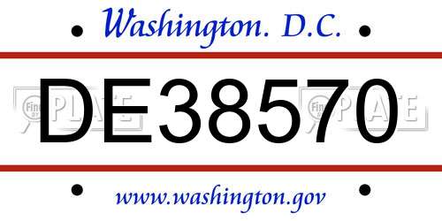 DE38570 District Of Columbia License Plate