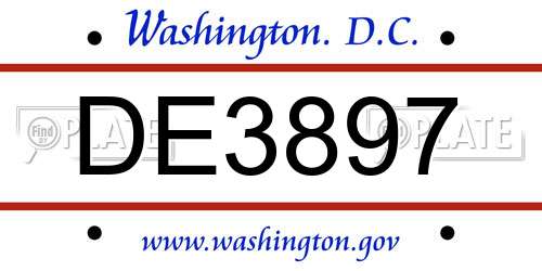 DE3897 District Of Columbia License Plate