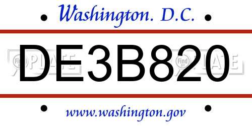 DE3B820 District Of Columbia License Plate