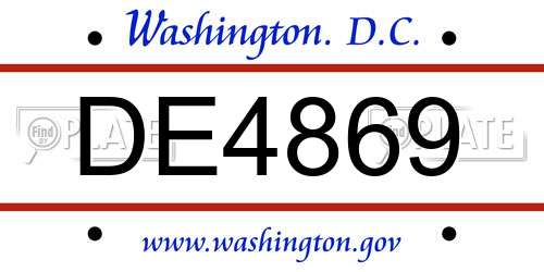 DE4869 District Of Columbia License Plate