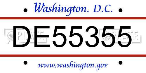 DE55355 District Of Columbia License Plate