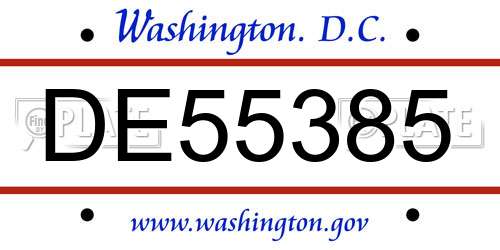 DE55385 District Of Columbia License Plate