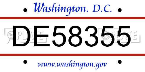 DE58355 District Of Columbia License Plate