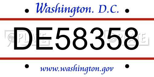 DE58358 District Of Columbia License Plate