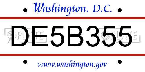 DE5B355 District Of Columbia License Plate