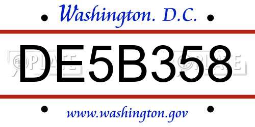 DE5B358 District Of Columbia License Plate
