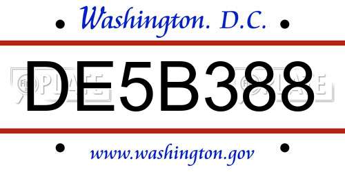 DE5B388 District Of Columbia License Plate