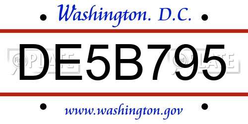 DE5B795 District Of Columbia License Plate