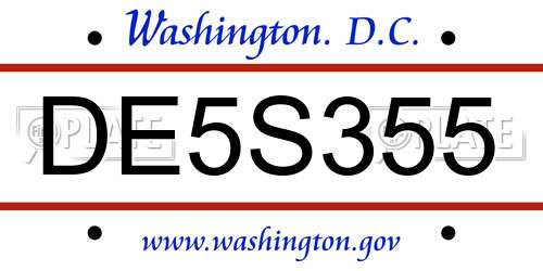 DE5S355 District Of Columbia License Plate