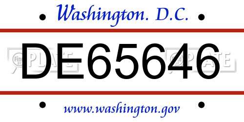 DE65646 District Of Columbia License Plate