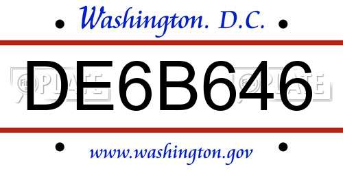 DE6B646 District Of Columbia License Plate