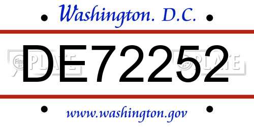 DE72252 District Of Columbia License Plate