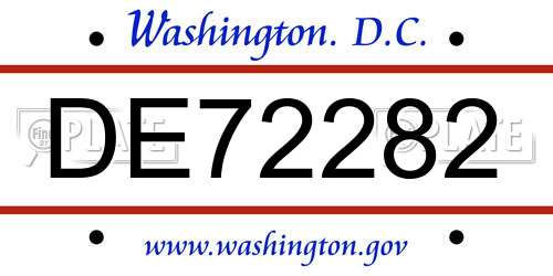 DE72282 District Of Columbia License Plate